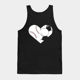 Soccer Baseball Heart Shirt, Sports Tee, Baseball, Soccer Tank Top